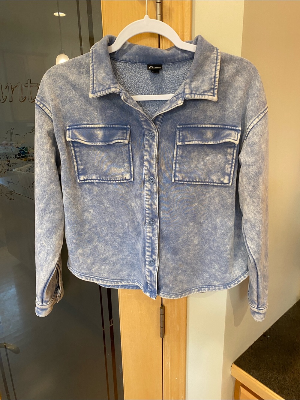 art class Light Blue Washed Button-Front Denim Jacket